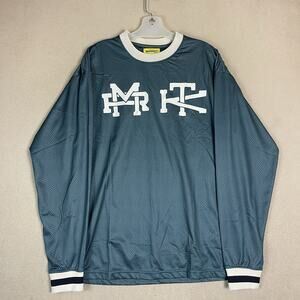 MARKET T Shirt Mens L Green‎ Stacked Logo Mesh Long Sleeve Crew Neck Regular Fit